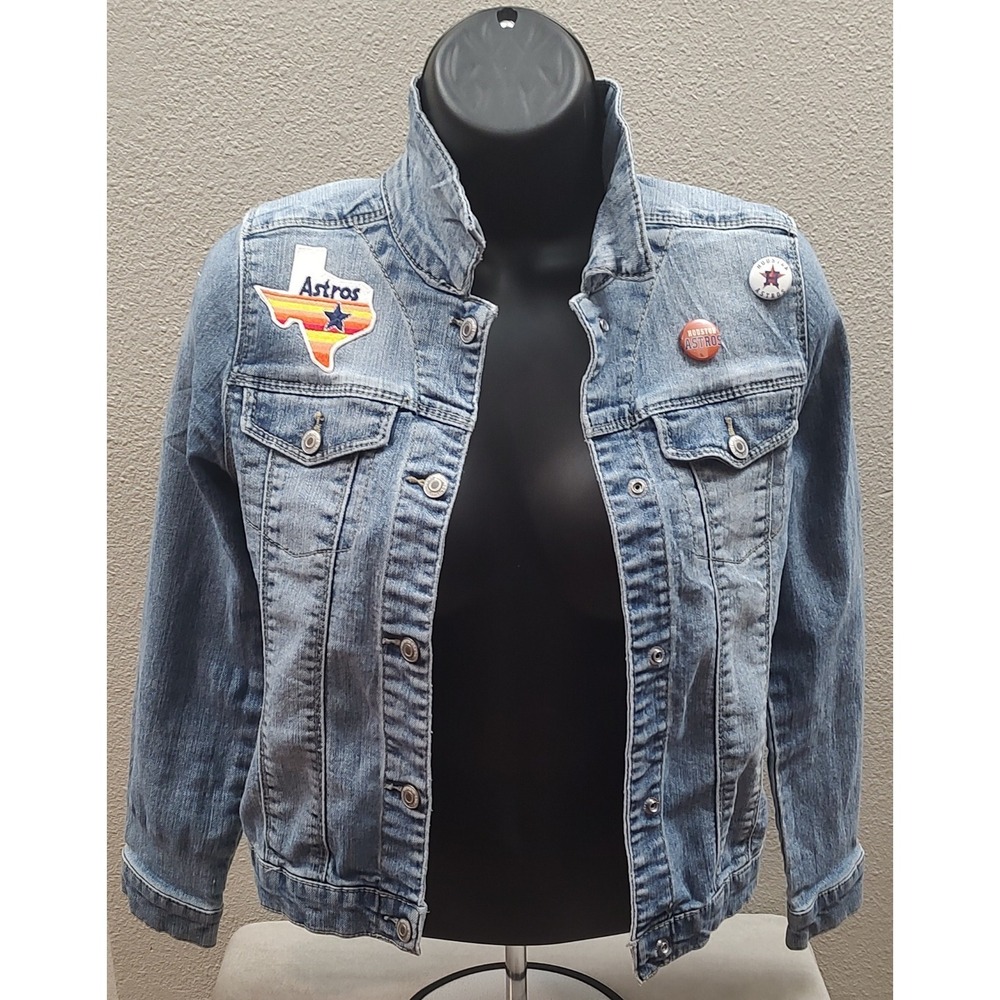 Custom Youth Size 12 Houston Astros Denim Jacket Baseball World Series Original